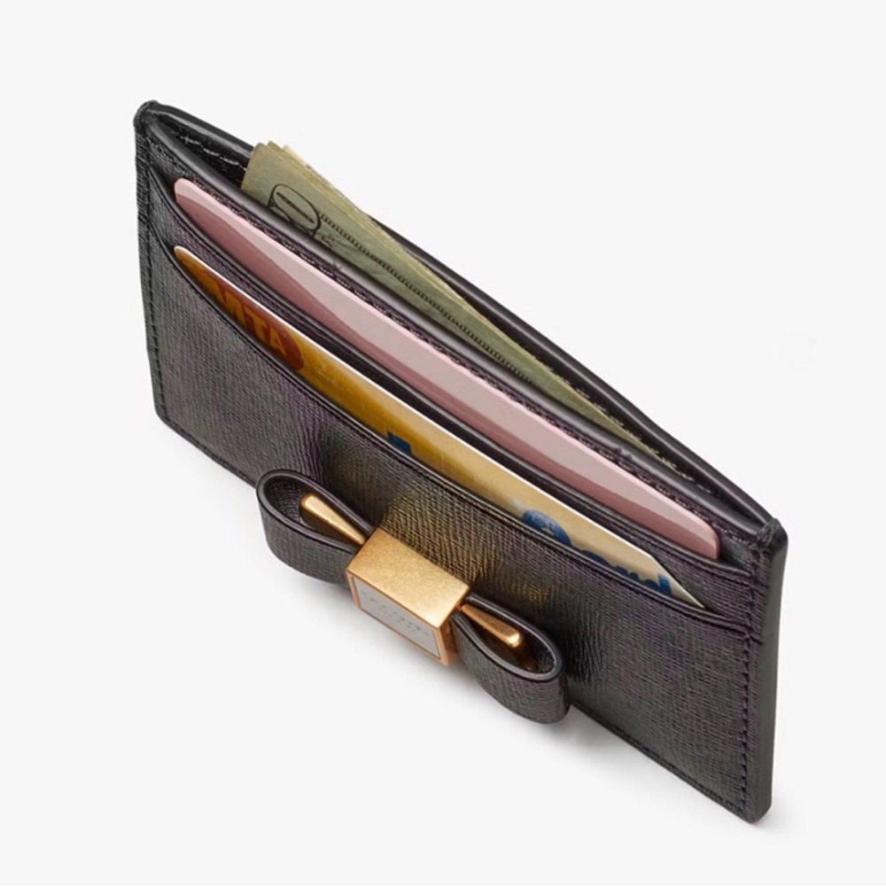 Kate Spade Morgan Bow Embellished Cardholder EUC Classic Minimalist Coquette - Picture 4 of 9